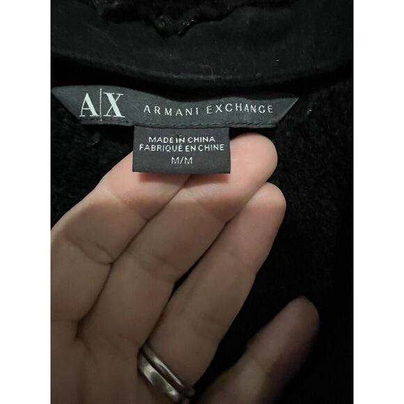 Armani Exchange Black Moto zipped women jacket pockets size M Elbow Patch Lined - Picture 3 of 10